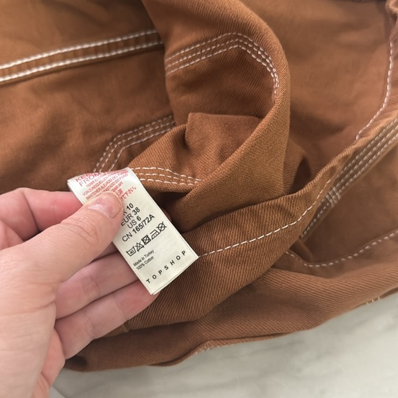 TopShop Toffee Brown Cargo Utility Stitched Cotton Mini Skirt Size 6 - Picture 8 of 8